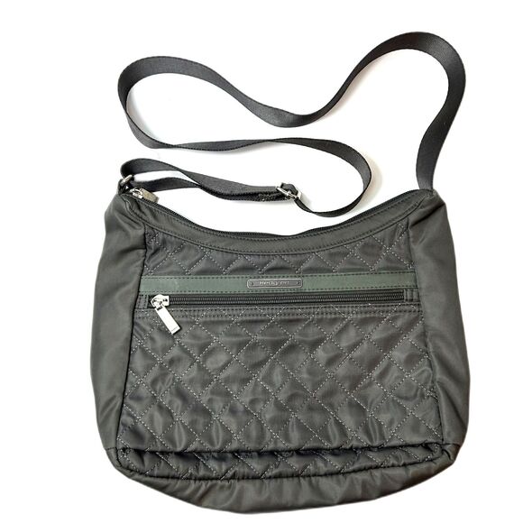 Hedgren Gray Nylon Quilted Organizer RFID Travel Crossbody Handbag - Picture 1 of 15
